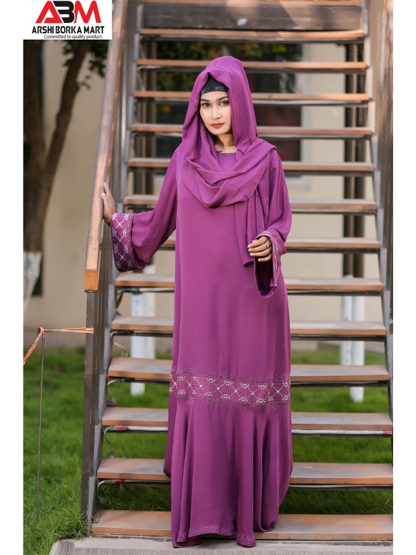 Embroidery Design Plane Shape Borka in magenta