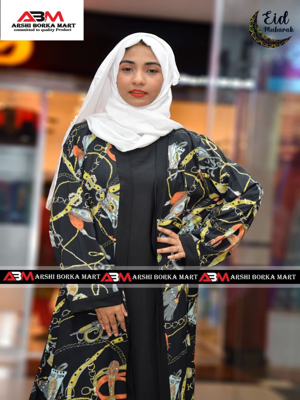 Black Printed Stylish   Long Koti