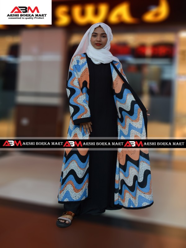 White  Printed Stylish   Long Koti