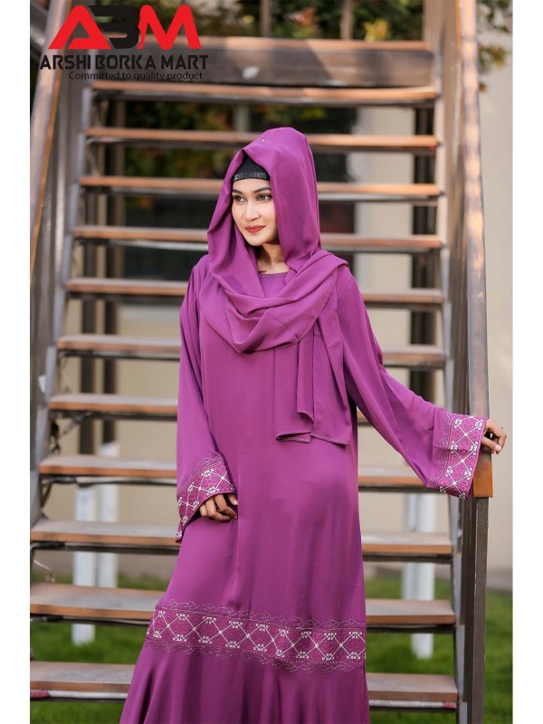 Embroidery Design Plane Shape Borka in magenta